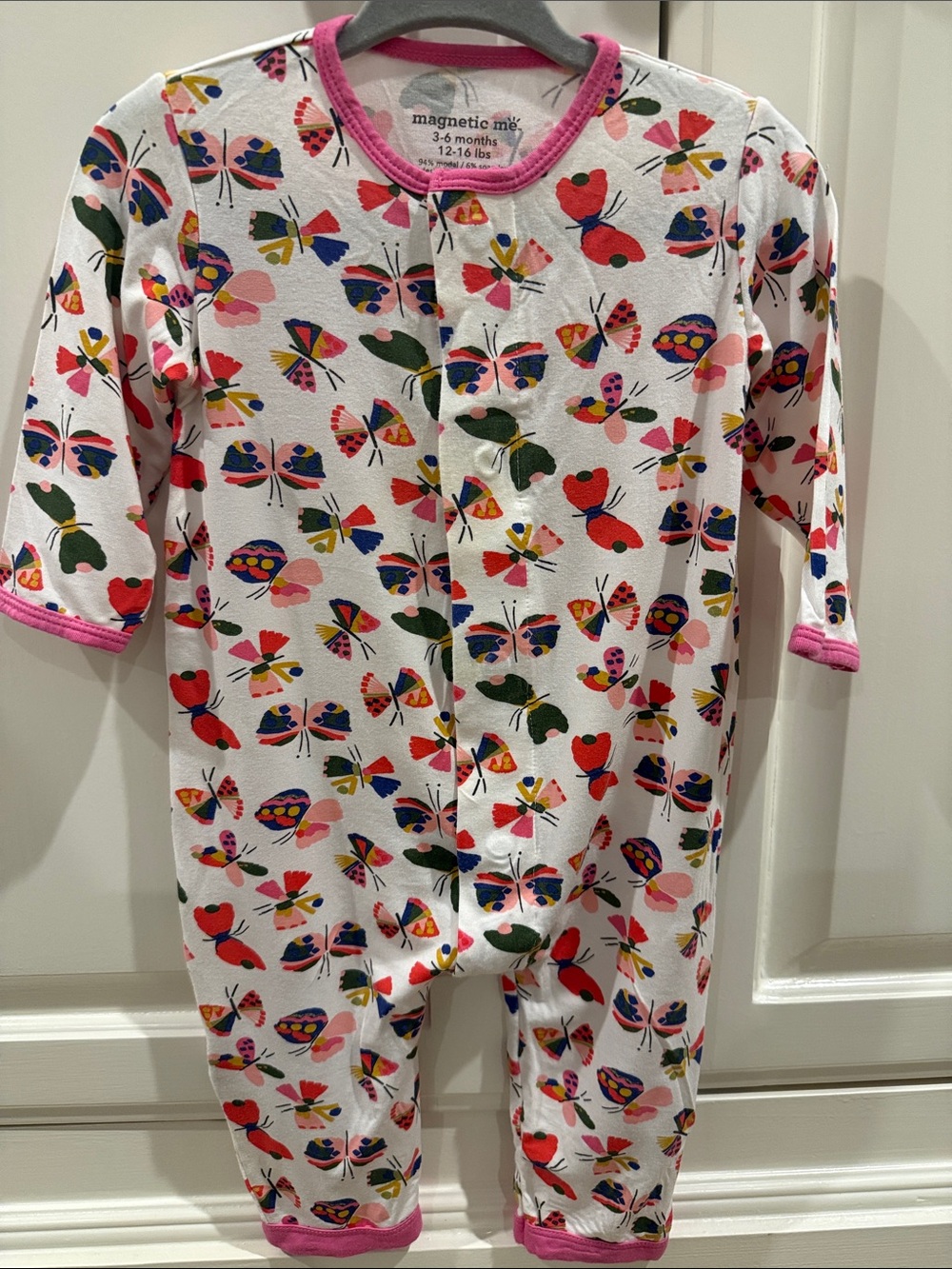 Magnetic Me Colorful Butterfly Modal Print Pajama  with Pink Trim